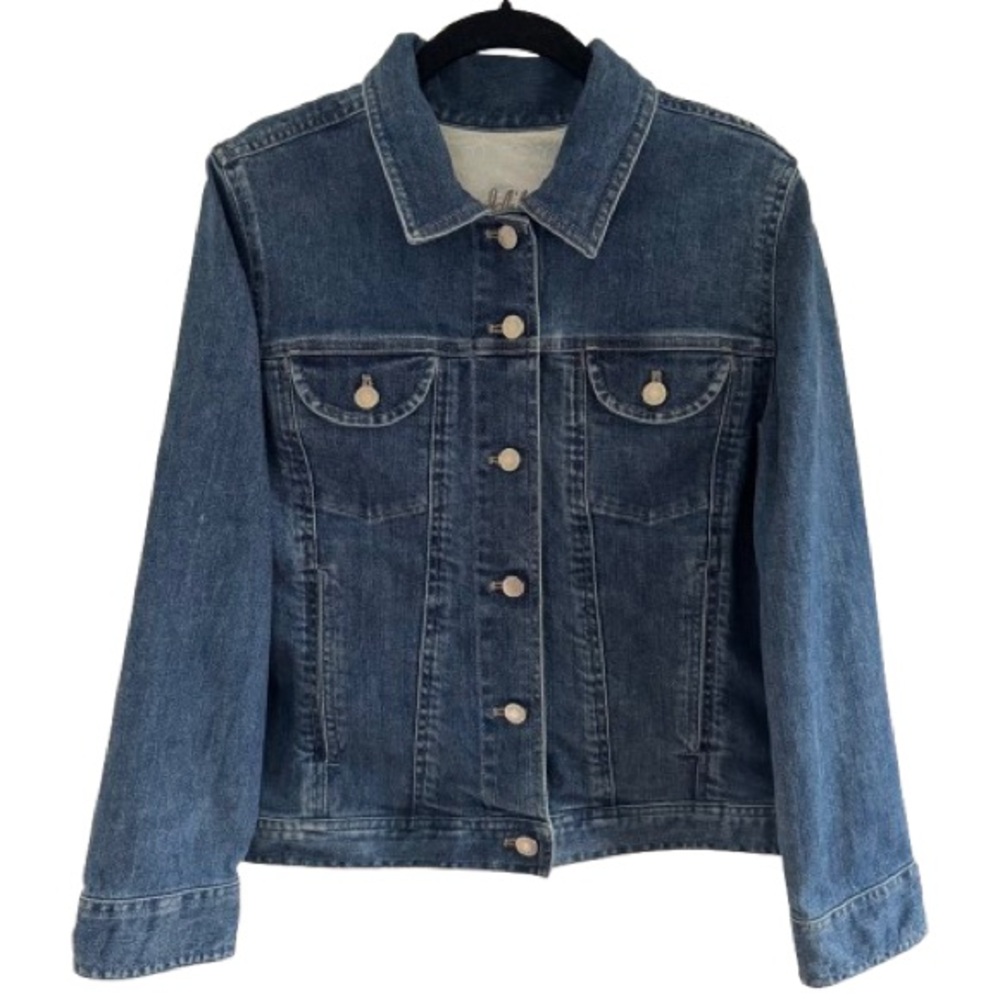 J. Jill Classic Blue Denim Jacket Cotton Stretch Petite MP